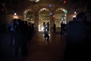 Gianni Adorno (right) dances with 1L Elizaveta Klementieva during Loyola University Chicago School of Law’s Barristers Ball at the Chicago Cultural Center. Nearly 400 guests attended the annual event.
