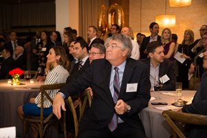 Swanson, Martin & Bell partner George Fitzpatrick watches the presentation of awards at Law Bulletin Media’s Forty Under 40 event May 9 at The Ivy Room. The yearly program honoring young attorneys for their professional accomplishments is in its 20th year. 