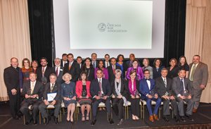 Chicago Bar Association 2017 Vanguard Award honorees and presidents were recognized at the Standard Club on March 30. This year’s luncheon was the biggest in the 19 years of Vanguard Award history with 15 bar associations participating and about 410 people in attendance. 