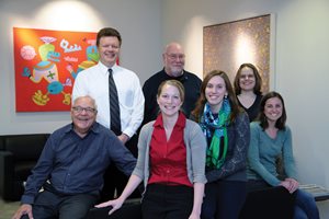 Jeff Hamera (back row, left) of Duane Morris joined his colleagues as the firm hosted a monthly chapter meeting of the Chicagoland Professionals Chapter of Engineers Without Borders. EWB board members attending the event were (from left, back row) Hamera, A.J. Voth, Emily Wigley and (from left, front row) Ken Kastman, Liz Jensen, Kathryn Weissman and Sue Khalifah.