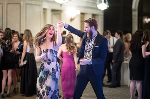 Lauren Rygg, a 2L, and Spencer Lickteig, a 3L, cut a rug on the dance floor during Loyola University Chicago School of Law’s Barristers Ball at the Chicago Cultural Center. Nearly 400 guests attended the annual event.