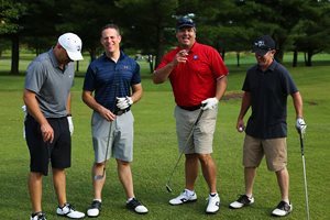 Simmons Hanly Conroy Shareholder Randy S. Cohn, second from left, joined three friends to form one of 50 teams who participated in the 13th Annual Simmons Employee Foundation (SEF) Golf Tournament in Alton, Ill. This year participants helped raised $26,000 for Foster & Adoptive Care Coalition, a St. Louis-based charity dedicated to finding homes for area children in the foster-care system throughout the St. Louis Metro area. Cohn was joined by Dean Zurliene, Vice President of Sales for Monster Energy in St. Louis; Troy Chandler, Attorney at Chandler McNulty in Houston; and Ryan Shea, of Bruce Concrete Construction in Granite City, Ill. 