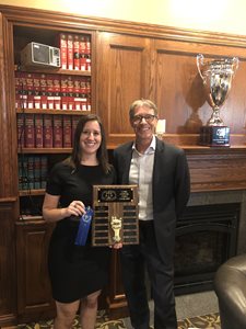 Salvi, Schostok & Pritchard associate Elizabeth Olszewski won first place at the Lake County Bar Association’s annual chili cook-off Sept. 5 at the Lake County Bar Association’s headquarters in Waukegan. The event was hosted by the LCBA’s Diversity Committee and Community Outreach Committee. Olszewski entered her recipe on behalf of the LCBA’s Civil Trial and Appeals Committee. LCBA President Stephen Rice presented Olszewski her award.